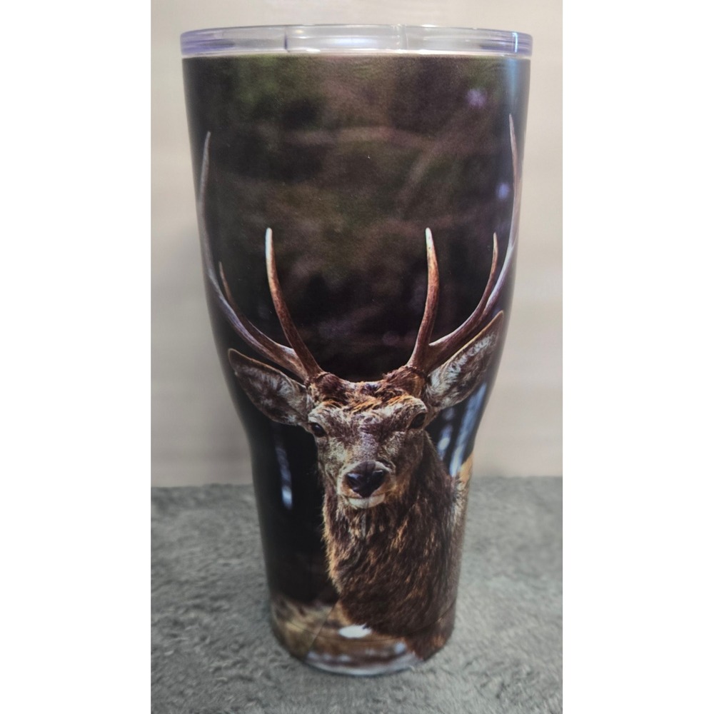 Buck Deer Wildlife Insulated Stainless Steel Tumbler 30oz Travel Mug with Lid